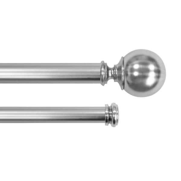 Home Decorators Collection 36 in. - 72 in. Adjustable Double Curtain Rod 1 in. Dia. in Brushed Nickel with Ball finials