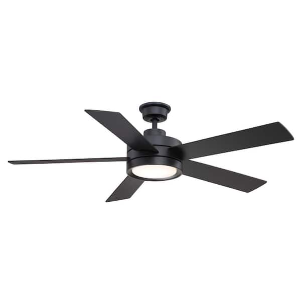 Baxtan 56 in LED Matte Black Ceiling Fan with Light and Remote Control 