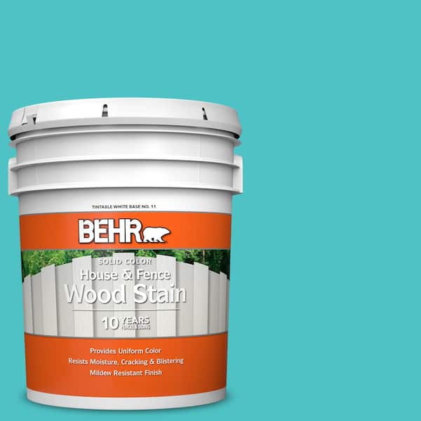 BEHR 5 gal. #500B-4 Gem Turquoise Solid Color House and Fence Exterior Wood Stain