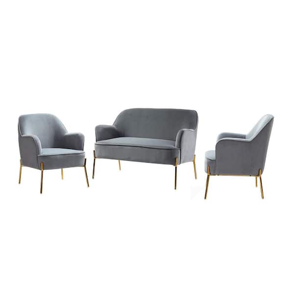 JAYDEN CREATION Alita 3-Piece Grey Living Room Set