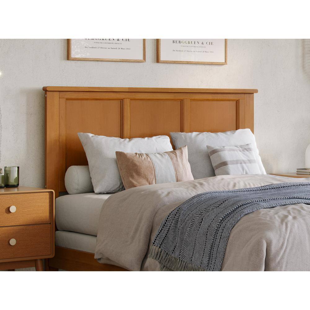 Madison Light Toffee Full Wood Frame Bed with Headboard and Drawer