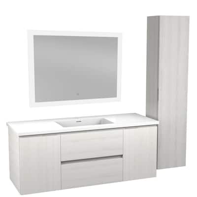 48 in. W x 18 in. D x 20 in. H Single Sink Bath Vanity Set in Rich White with Vanity Top in White and Mirror