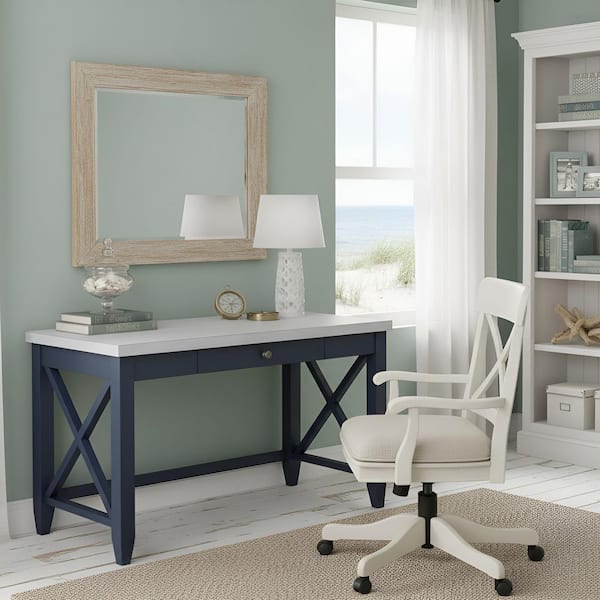 International Concepts Hampton 48 in. W Rectangular Blue / Chalk Wood Writing Desk with 1-Drawer