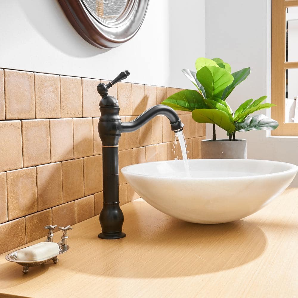 Oil-Rubbed Bronze Single Handle Vessel Bathroom Faucet