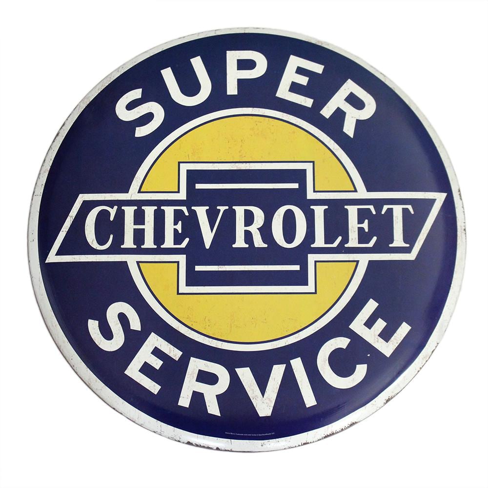 Open Road Brands 24 in. x 24 in. Chevrolet Super Service Hollow Curved Tin  Button Sign 90157741-S - The Home Depot