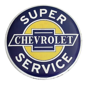 24 in. x 24 in. Chevrolet Super Service Hollow Curved Tin Button Sign