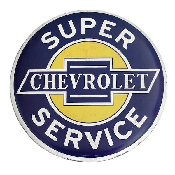 Open Road Brands 24 in. x 24 in. Chevrolet Super Service Hollow Curved Tin Button Sign