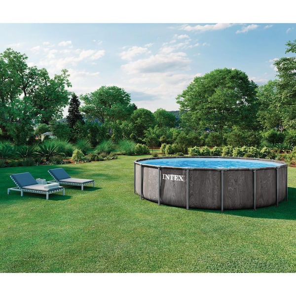 Intex Greywood Prism Frame 18 ft. x 48 in. Premium Round Above