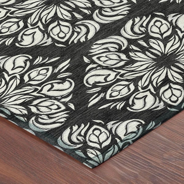 Chantille Machine Washable Indoor/Outdoor Abstract ACN2456 Black 9 ft. x 12 ft. Area Rug