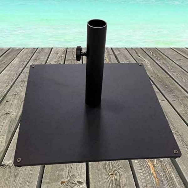 flat patio umbrella base Lifeswell Heavy Duty Deck Railing Holder, Umbrella Stand for 1-2 Inch Poles, Space-Saving Design, Secure & Sturdy Post Mount for Deck Railing, Balcony, Outdoor Courtyard, Fences pool decks 70 lb Steel Umbrella Base,