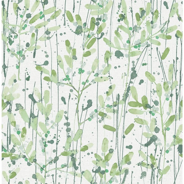 SCOTT LIVING Leandra Green Floral Trail Wallpaper Sample