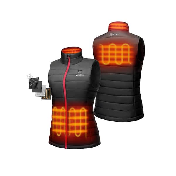 ORORO Women's Small Black 7.2-Volt Lithium-Ion Lightweight Heated Vest with (1) 5.2 Ah Battery and Charger