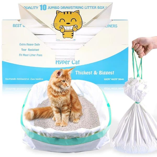 36 in. x 18 in. Extra Heavy-Duty Jumbo Size Cat Pan Liners with Green Drawstring Tear Resistant (10 Liners Box)