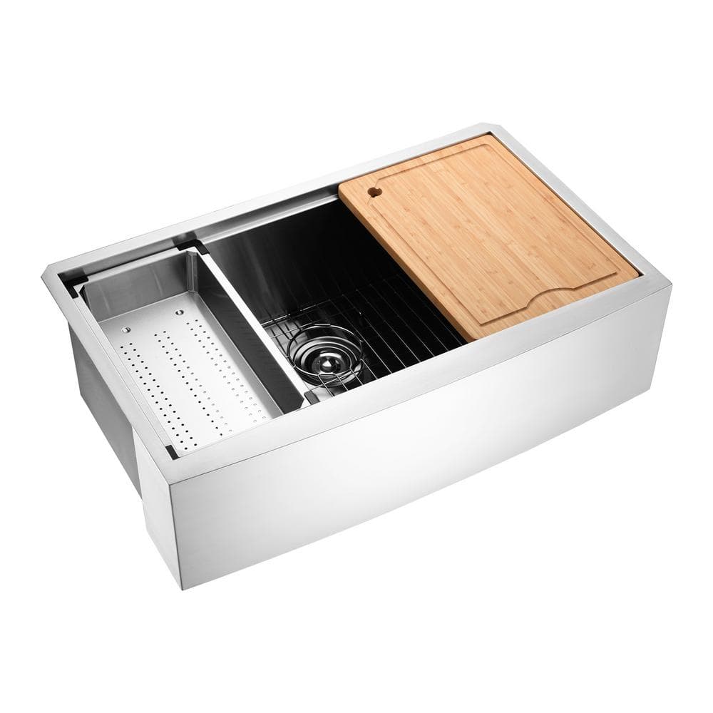 Farmhouse Apron Single Bowl Stainless Steel Kitchen Sink with Accessories