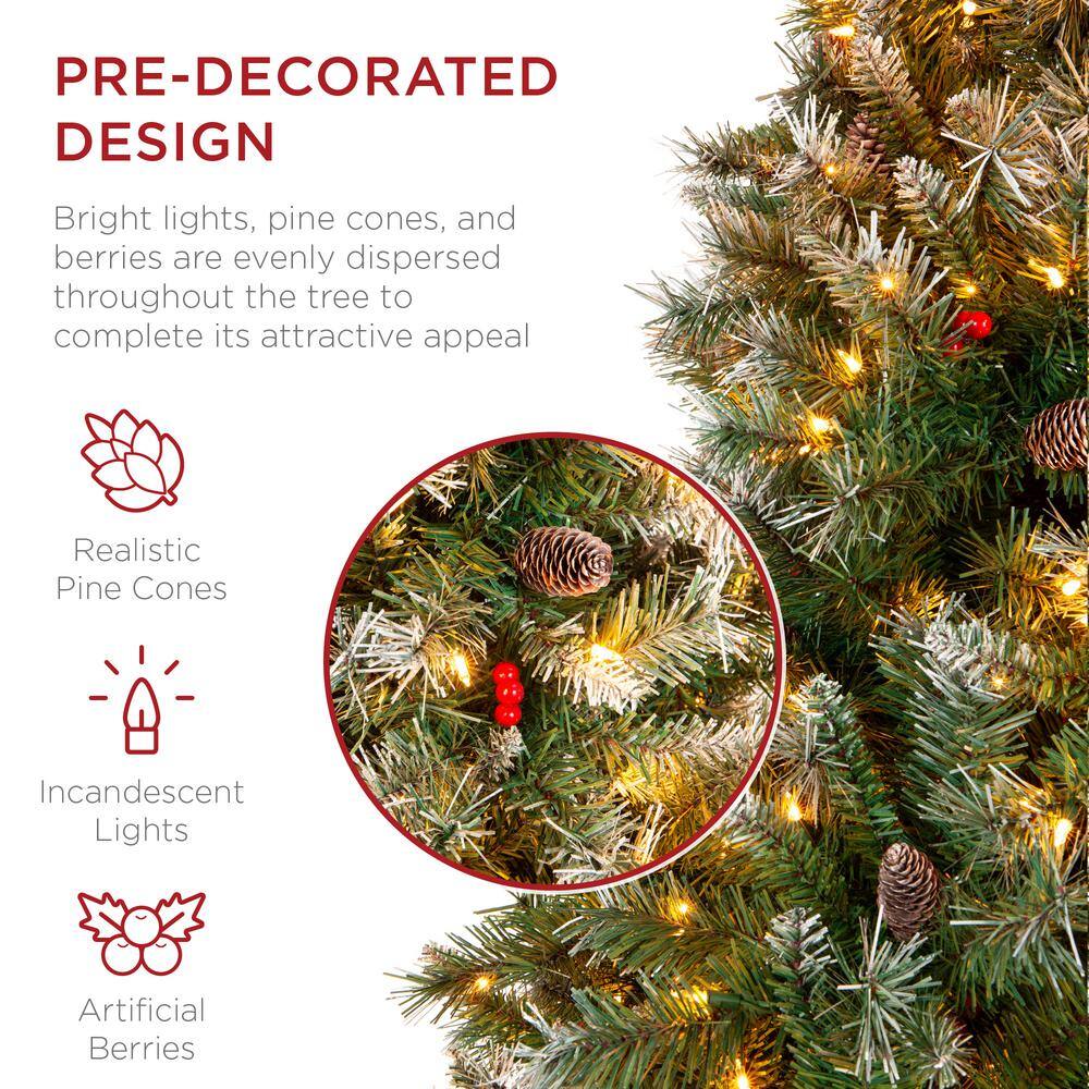 7.5ft Pre-Lit White Flocked Pine Christmas Tree with Lights