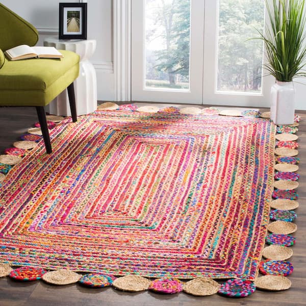 Cape Cod Red/Multi 6 ft. x 9 ft. Circles Border Area Rug