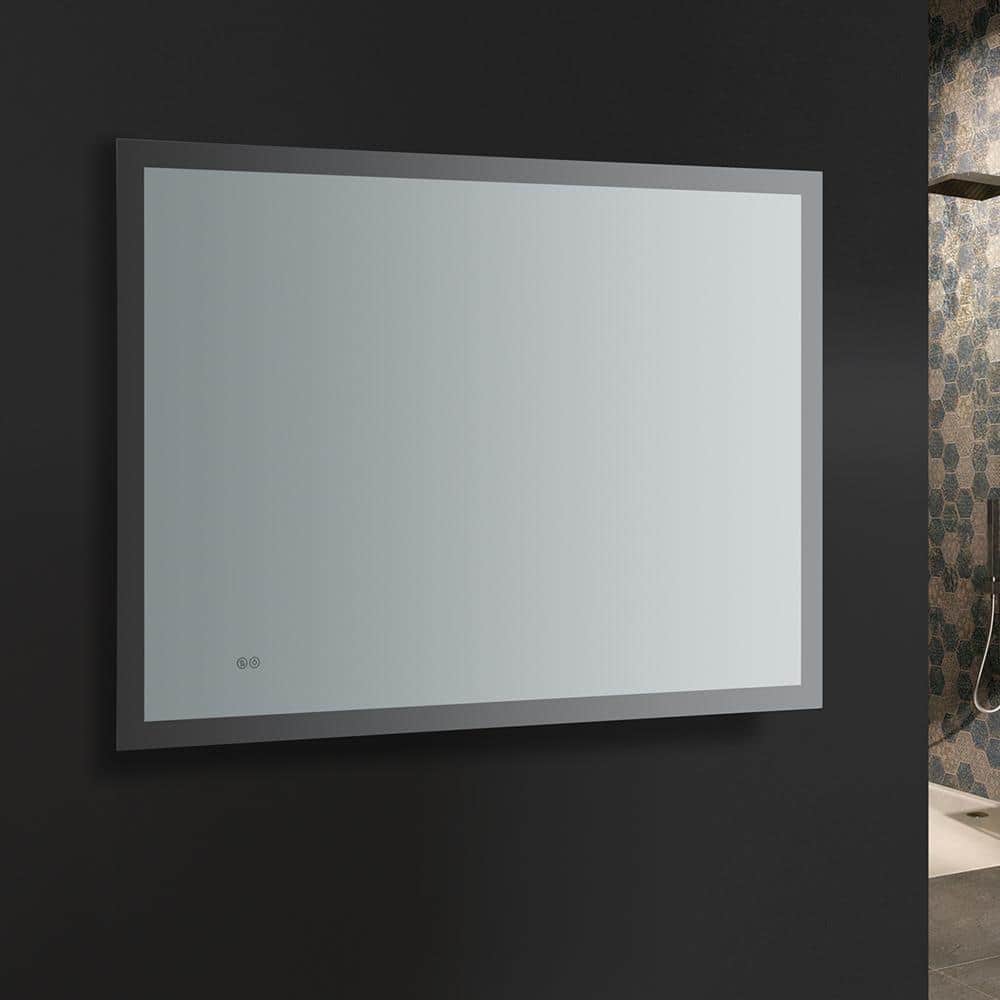 Sleek 48"x36" Frameless Bathroom Vanity Mirror with LED Halo & Fog-Free Technology
