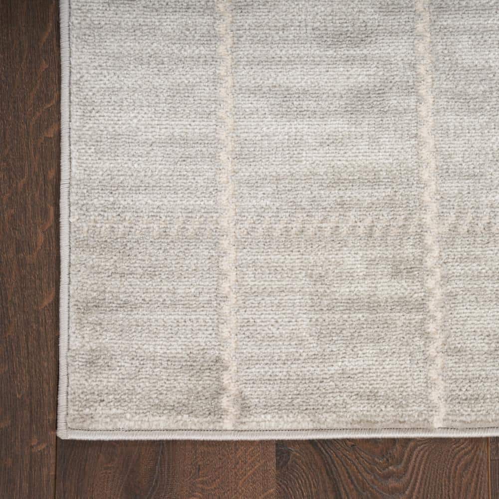 Light Grey Geometric 8' x 10' Synthetic Area Rug
