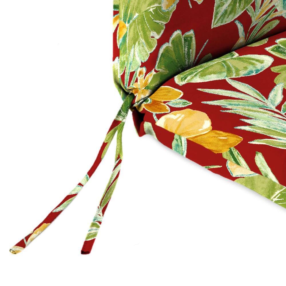 Beachcrest Poppy Red Floral Outdoor Chaise Lounge Cushion with Ties