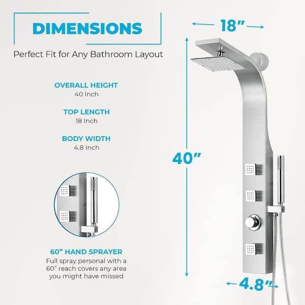 ANZZI Sans Series 40 in. Full Body Shower Panel System with Heavy