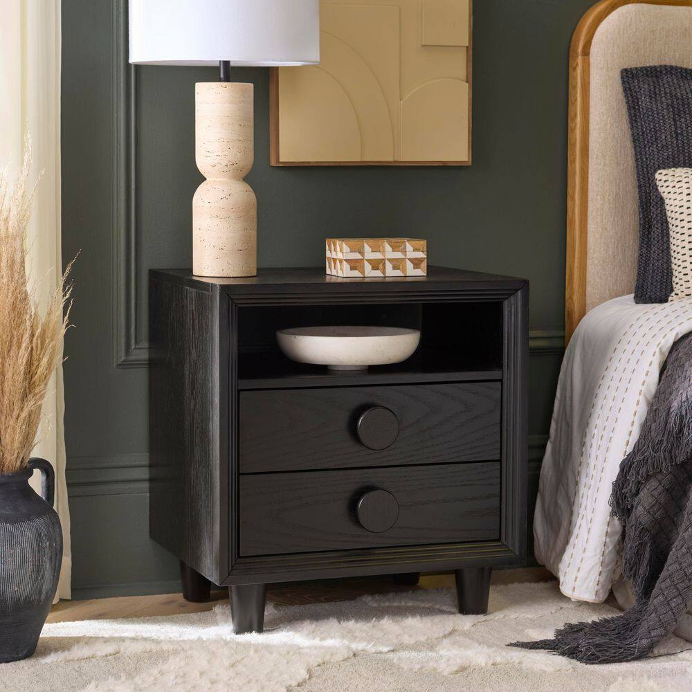 Akanksha Black 2-Drawer Nightstand