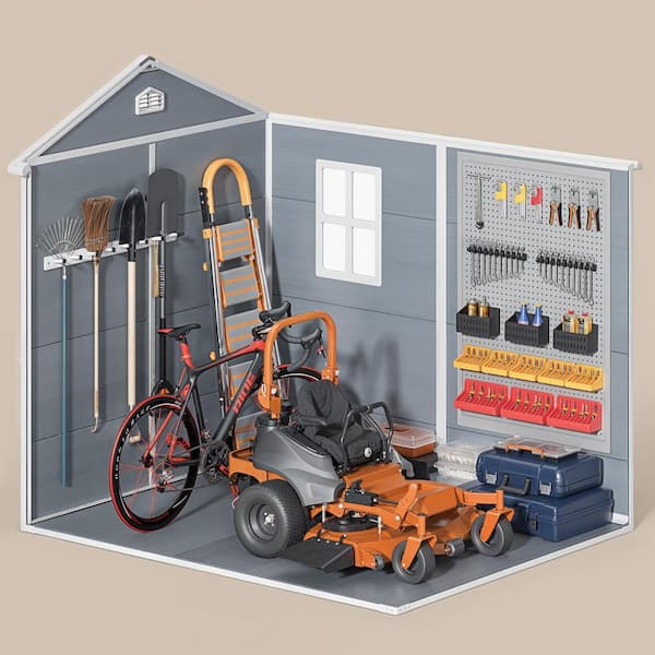 Lofka 8 x 6 ft. Gray Outdoor Storage Shed, Resin Garden Shed with