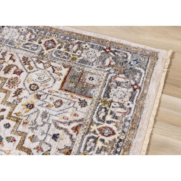 Orenda Collections 5 ft. x 8 ft. Beige Border, Classic, Elegant Indoor Area Rug