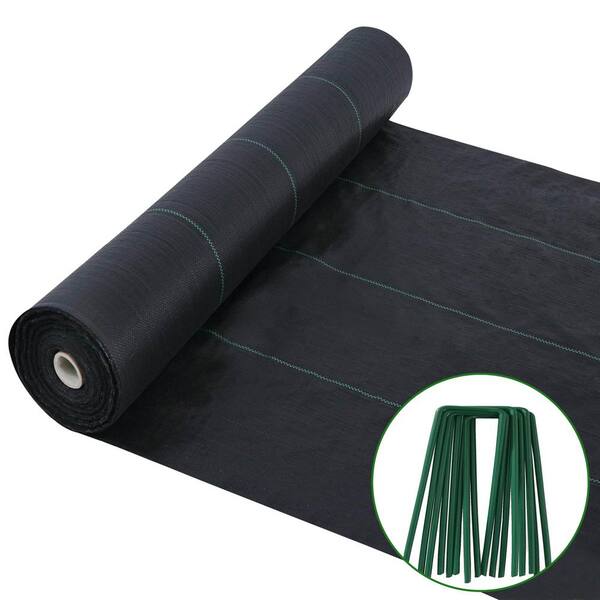 Agfabric 6.5 ft. x 300 ft. 3.2oz. Weed Barrier Fabric Heavy-Duty Landscape Fabric with 50 U-Shaped Securing Pegs