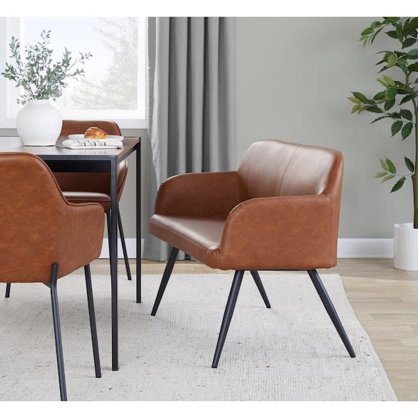 Lumisource Daniella High Back Bench in Camel Faux Leather and