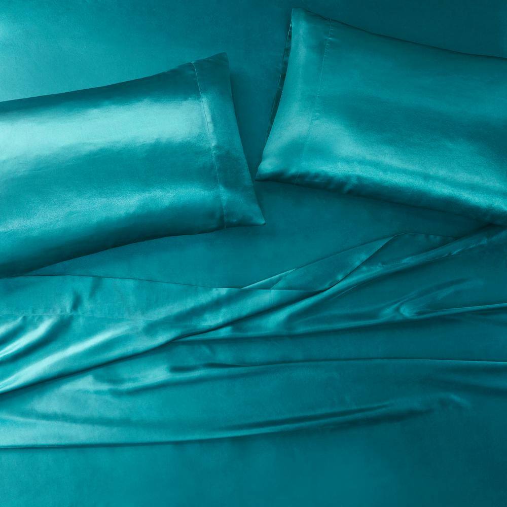 Teal Satin Standard/Queen Pillowcases Set of 2