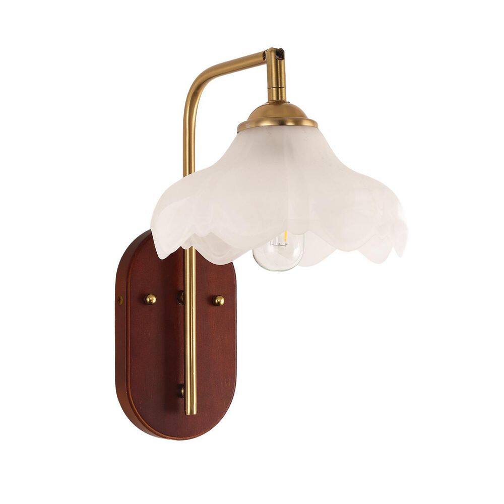 5.5 in. 1-Light Vintage Copper Wall Sconce with Wood-Grain Ceiling Plate and Glass Shade, E26 Bulb Not Included price history on PriceWatchPro
