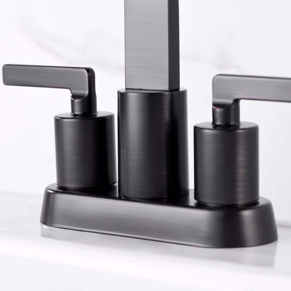 Oil Rubbed Bronze 4 in. Centerset 2-Handle Bathroom Faucet