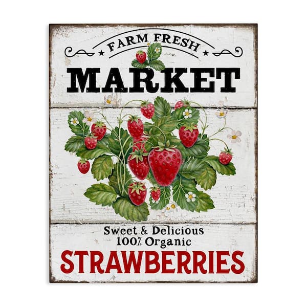 Stupell Industries Farm Fresh Strawberries by Creatif Belle Unframed Food Graphic Art Print 48 in. x 36 in.