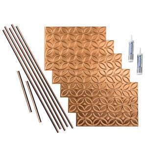 Rings 18 in. x 24 in. Polished Copper Vinyl Decorative Wall Tile Backsplash 15 sq. ft. Kit