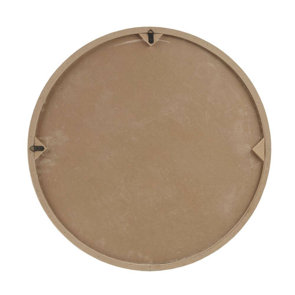 Natural White Carved Wood Round Medallion Wall Sculpture