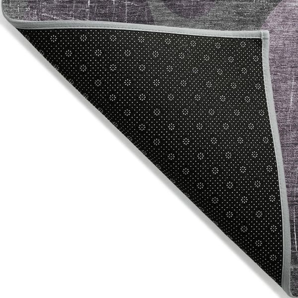 Gray, Purple 2 ft. x 8 ft. Woven Abstract Polyester Runner Indoor / Outdoor Area Rug