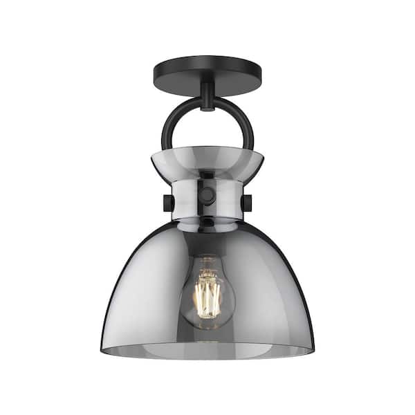 ALORA MOOD Waldo 9 in. 1 Light 60-Watt Matte Black/Smoked Semi-Flush Mount