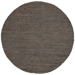 Natural Fiber Charcoal 4 ft. x 4 ft. Round Solid Area Rug