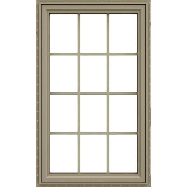 28 in. x 54 in. V4500 Right-Hand Casement Vinyl Window With Desert Sand Exterior