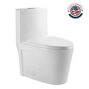 1-piece 1.6 GPF Dual Flush Round Toilet in White, Seat Included