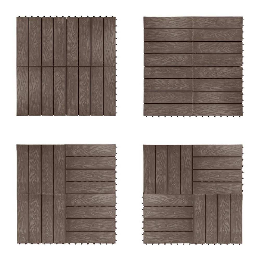 12 in. x 12 in. sq. Outdoor Square Teak Deck Tiles, 6-Piece Patio Interlocking Flooring Tiles, Brown price history on PriceWatchPro