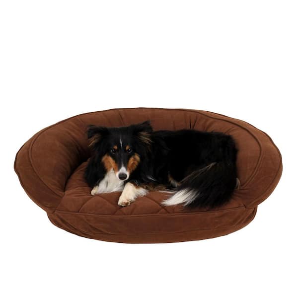 Carolina Pet Company Small Chocolate Microfiber Quilted Bolster Bed with Moister Protection