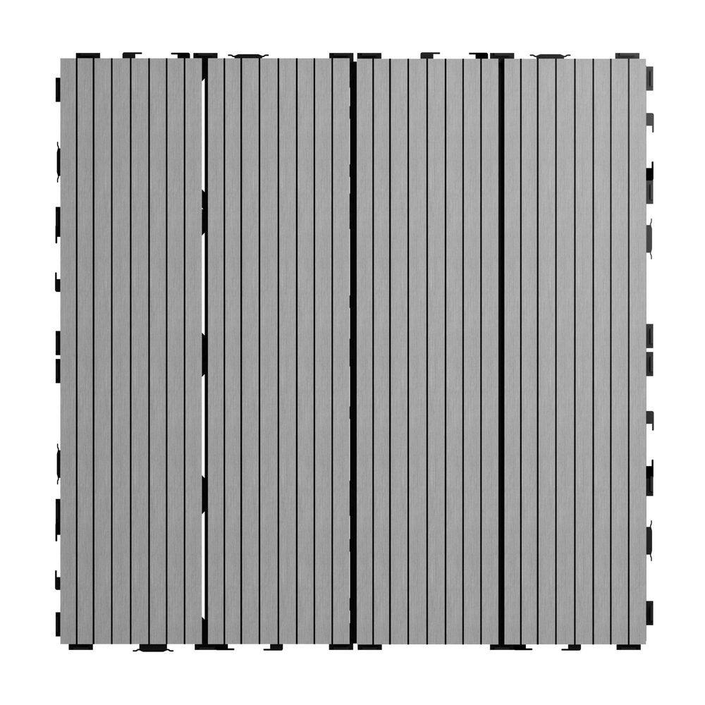 1 ft. x 1 ft. x 0.8 in. Waterproof Slat Composite Deck Tile for Patio Garden Poolside in Black Grey(Pack of 80 Tiles) price history on PriceWatchPro