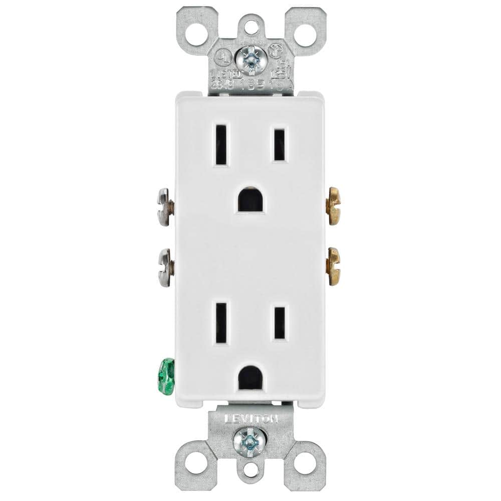 PS RV 15 AMP WHITE SELF CONTAINED RECEPTACLE DUPLEX OUTLET 125V CAMPER  MOTORHOME 