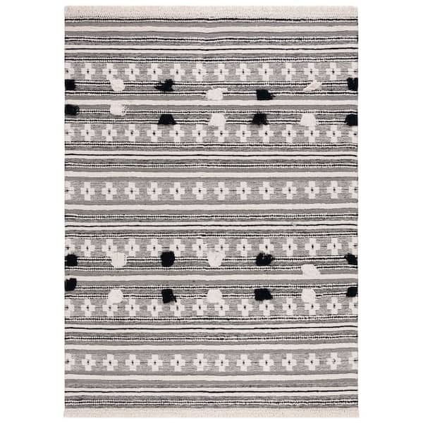 Natura 8 ft. x 10 ft. Black/Ivory Geometric Striped Area Rug