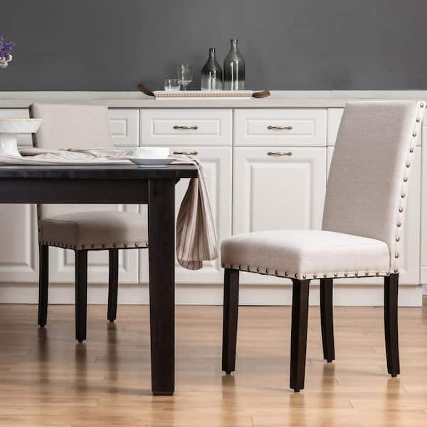 white fabric kitchen chairs