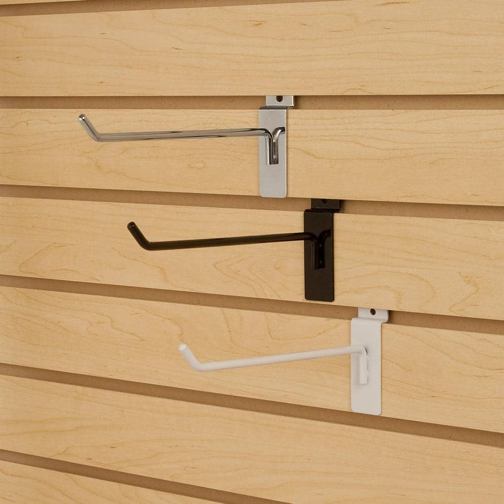 8" White Metal Slatwall Hook for Lightweight Items