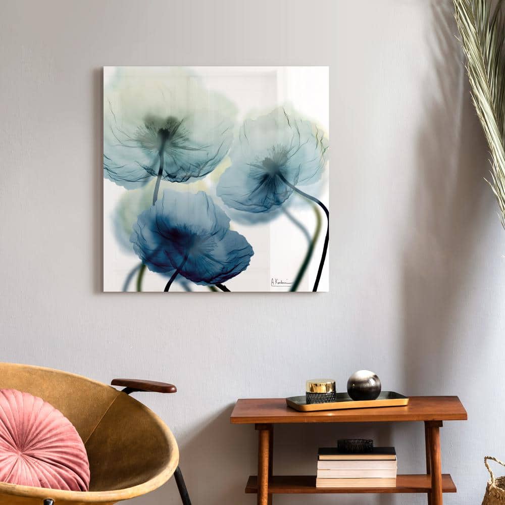 Unfocused Beauty Blue Floral Glass Wall Art, 24" x 24"