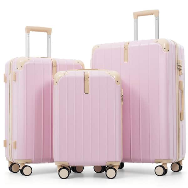 Merax Lightweight Durable 3-Piece Pink ABS Plastic Hardshell