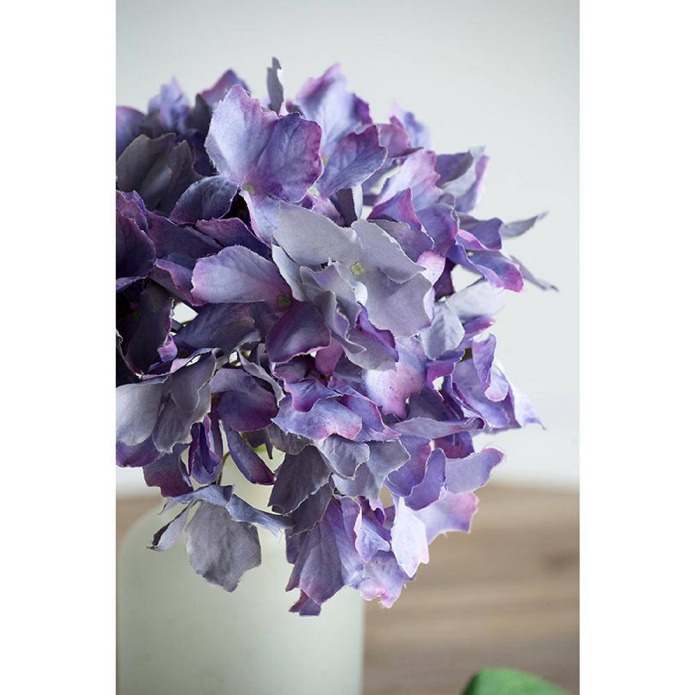 14" Purple Faux Hydrangea Outdoor Tabletop Topiary Set